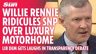 Willie Rennie gets laughs over SNP scandal lampooning SNP President Michael Russell [upl. by Dusen]