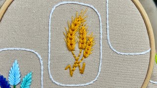 Wheatear Embroidery Spikelet Embroidery How to embroider a wheatear Handkerchief Designs Ideas [upl. by Clary]