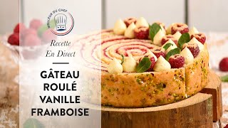 Recette en direct  le Gâteau Roulé Vanille Framboise [upl. by Eidroj310]