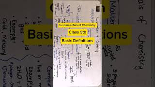 Basic Definitions class9 chemistry ytshorts fundamentalsofchemistry foryou atom [upl. by Aisat]