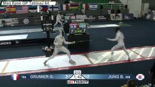 Rio 2015 ME GP T64 32 red Jung B KOR vs Grumier G FRA [upl. by Cahra]