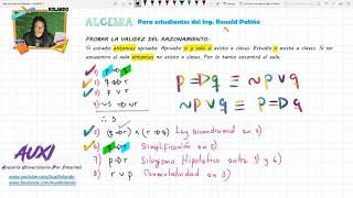 LOGICA  Demostrar la Validez de un razonamiento [upl. by Pish132]