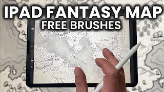 iPad Fantasy Map Tutorial  DampD Campaign Map Drawing in Procreate Free Brushes [upl. by Danie]