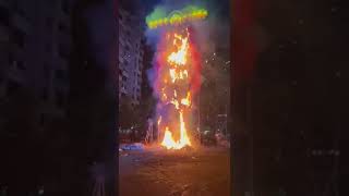 Dussehra Festival Effigie of Ravana Buring in Navi Mumbai [upl. by Arorua]