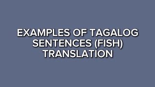 Part 10 Simple English Tagalog Translation  Example of Sentences Fish 📚 [upl. by Ibocaj856]