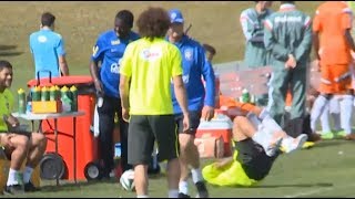 Scolari kicks Dani Alves in World Cup training [upl. by Ayram76]