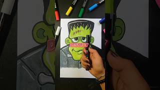 🦇I DESTROYED My drawing of Frankenstein 🧟‍♂️ shorts art halloween [upl. by Eitsyrc958]