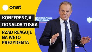 Konferencja premiera Donald Tusk o okupacji budynków mediów publicznych quotReagują z furiąquot [upl. by Gally]