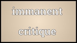 Immanent critique Meaning [upl. by Alvord]