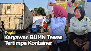 Mobil Tak Berbentuk Video Karyawan BUMN di Medan Tewas Tertimpa Truk Kontainer [upl. by Evannia]