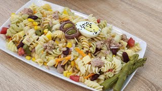 سلطة المعكرونة على طريقتي وصفة صيفية منعشة ومغذية🧅🍅🥗🌽 [upl. by Karola]