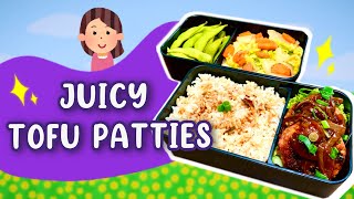 🤤Juicy Vegan Tofu Burger Patties Bento 2 High Protein Vegan Lunch Box Ideas 💖💚素菜便當  Bento Bloom [upl. by Adnek]