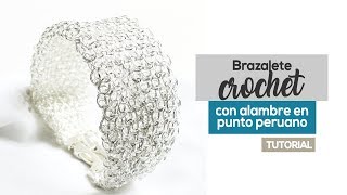 Tutorial Brazalete De Alambre Crochet Tejido en Punto Peruano 😍 [upl. by Burg]