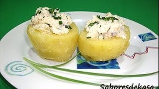 Patatas rellenas con crema de queso y anchoas [upl. by Arreip]