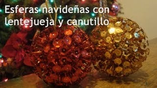 Cómo hacer Esferas Navideñas con lentejuela y canutillo [upl. by Donoho]