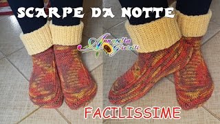 Scarpe da Notte SEMPLICISSIME allUncinetto SENZA diminuzioni  How to crochet socks [upl. by Yeldarb631]