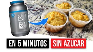 Cupcakes de PROTEINA SIN AZUCAR en 5 minutos  Receta facil y saludable [upl. by Entirb]