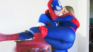 SPIDERMAN vs CAPTAIN AMERICA Battle  Superheros IRL SPIDERGIRL [upl. by Hannahc]