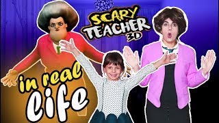 Scary Teacher Game in Real Life Kids Skit [upl. by Adiuqram]