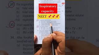 Inspiratory capacity NEET QUESTION youtubeshort neet biologybook [upl. by Maziar]