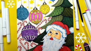 Christmas Themed Color Marker Sketch pen Zentangle art  Festive and creative Zendoodle Tutorial [upl. by Zobe651]