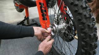 KTM Dirt Bike Front Wheel Installation [upl. by Hannej]