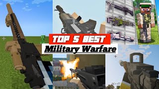 TOP 5 BEST MILITARY WARFARE Addon in Minecraft PE 121 GUN MODS 3D [upl. by Tacy]