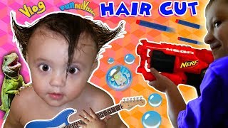 Shawns 1st Haircut ♪ FUNNY FAILS  Rock N Roll Baby FUNnel Vlog [upl. by Allin]