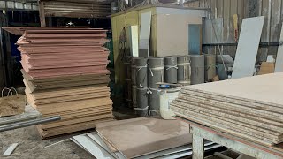 🔨🏭Plywood  Liner Laminate  ColureLaminate Acrylics  WaterproofPlywood  Factory Work Interior [upl. by Hannus]