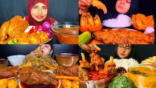 Asmr Mukbang Spicy Mutton Curry Spicy Chicken Curry Spicy Fish Curry Spicy Seafood Eating Video [upl. by Januarius]