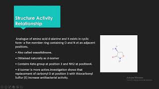 CYCLOSERINE  INTRO  MECHANISM  USES  SAR  PROPERTIES [upl. by Specht]