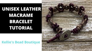 Unisex Leather Macrame Bracelet  Learn how to make the Squared Up Larks Head Bracelet [upl. by Ellswerth]