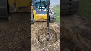 36” holes 10’ deep for a high school jumbotron construction skidsteer auger [upl. by Jo]