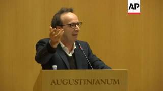 Comedian Benigni presents popes new book [upl. by Netsew996]