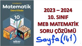 10sınıf MebMatematik sayfa 141 Konu Değerlendirme Soruları Miray yayınları [upl. by Juline667]