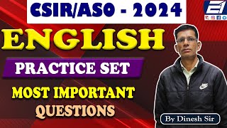 CSIR ASO SO 2024  ENGLISH PRACTICE SET  IMPORTANT QUESTIONS DISCUSION [upl. by Attelocin]