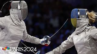 Olga Kharlan leads Ukraine fencing to GOLD in womens team sabre at Paris Olympics  NBC Sports [upl. by Season]