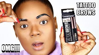 I TATTOOED MY OWN BROWS NO MICROBLADING NEEDED MAYBELLINE TATTOO BROW PEEL OFF TINT  OMABELLETV [upl. by Hsetirp]