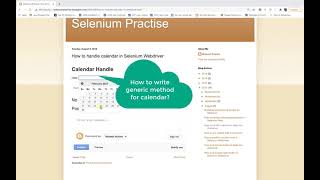 Calendar Handling in Selenium WebDriver  Write Generic Method for Calendar  Date Picker [upl. by Immaj]