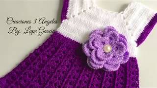 Como Hacer Un Vestido Tejido A CrochetGancho 03 Meses [upl. by Hadik]