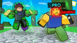 I Used KILL AURA To 1v1 PRO Mobile Players In Roblox Bedwars [upl. by Yrot]