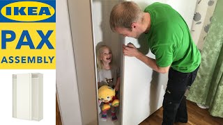 IKEA PAX Wardrobe Assembly with IKEA HASVIK Sliding Doors [upl. by Alyakcim818]