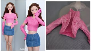 Barbie elbise yapımı  barbie kıyafet nasıl yapılır  5 dakikada hallet barbie videoları [upl. by Acinej]