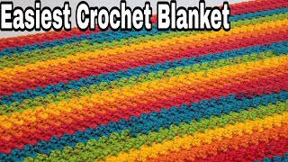 Easiest Crochet Blanket In The World  Easy Cochet Blanket For Beginners  Crochet Lessons [upl. by Auoy]