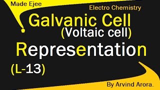 L13Galvanic cellvoltaic cell REPRESENTATIONElectroChemistry by Arvind Arora [upl. by Verlie]