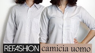 Refashion trasformare una camicia da uomo  Cucito facile per principianti  Un punto alla volta [upl. by Countess]