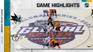 Sharks  Predators 107  NHL Highlights 2022 [upl. by Rudich]