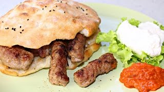 Bosanski ćevapi u domaćim lepinjama sa kajmakom WRITTEN RECIPE IN ENGLISH  INFOBOX [upl. by Annahvas835]