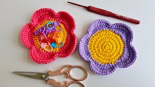 Bello Patrón de Flor a Crochet Posavasos Fácil y Rápido 🌼 [upl. by Goodrow542]