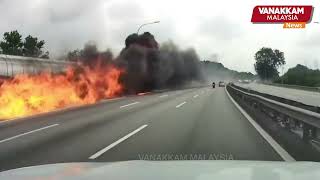 13102024  Tanker lorry bursts into flames on ELITE highway driver narrowly escapes [upl. by Fulvi19]